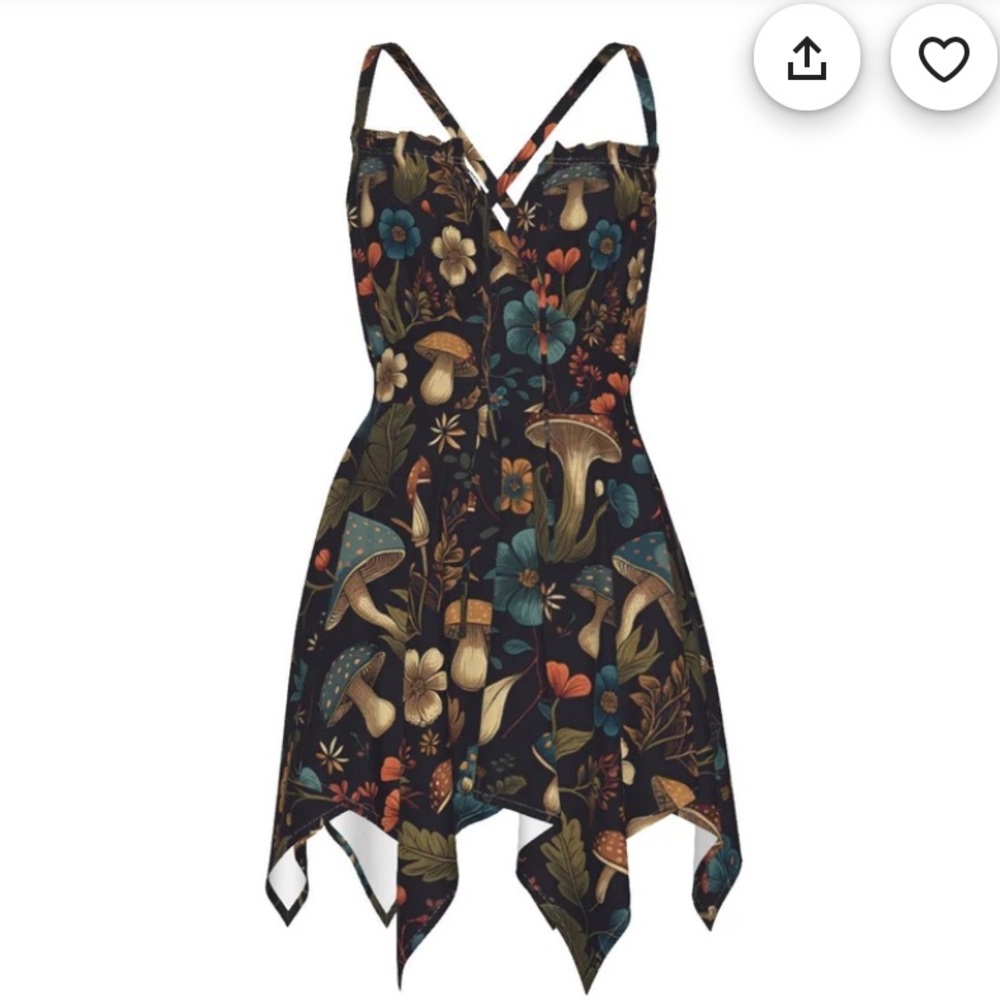 Asymmetrical Floral Mushroom Print Dress